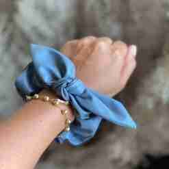 Coletero Scrunchie Luxury 3 en 1  Azul Denim